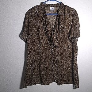FINAL MARKDOWN Ladies' Worthington Sheer Animal Print Blouse xl